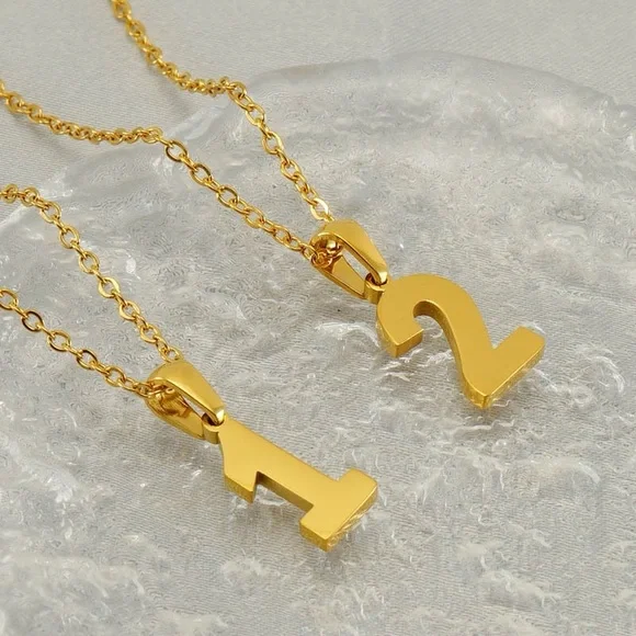 18K Gold Plated Lucky Number Necklace*Angel Number Charm*0123456789 Pendant*ZX - Picture 15 of 15